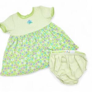 Gymboree Vintage Pop Safari Floral Dress Set Baby Girl 3-6M Lime Green Bloomers